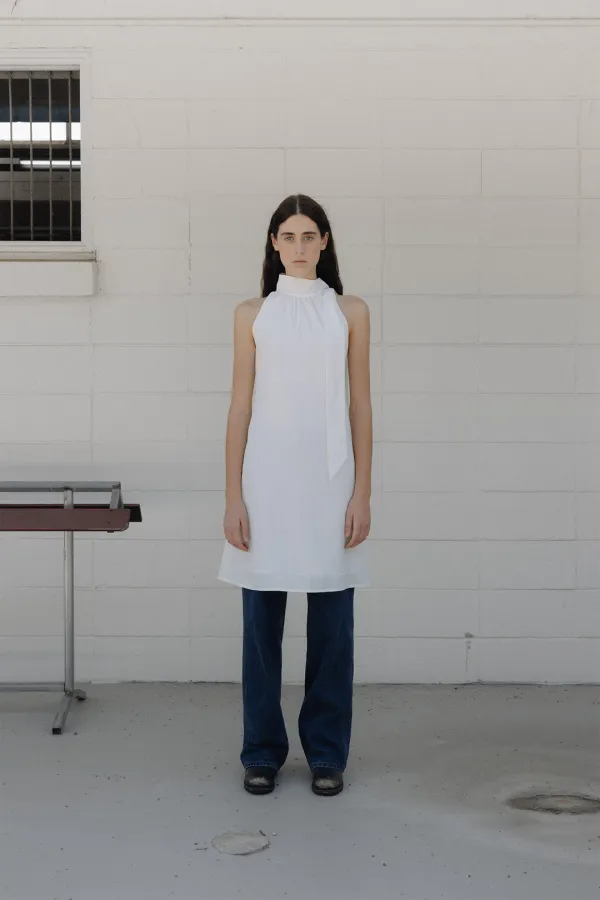 Lene tie halter dress (white)