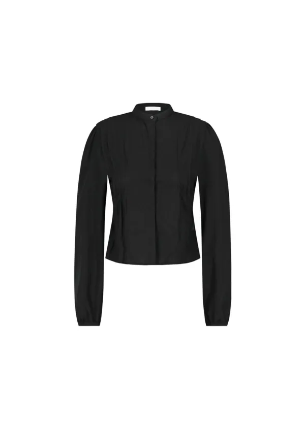 Pintuck Slim Shirt, Black