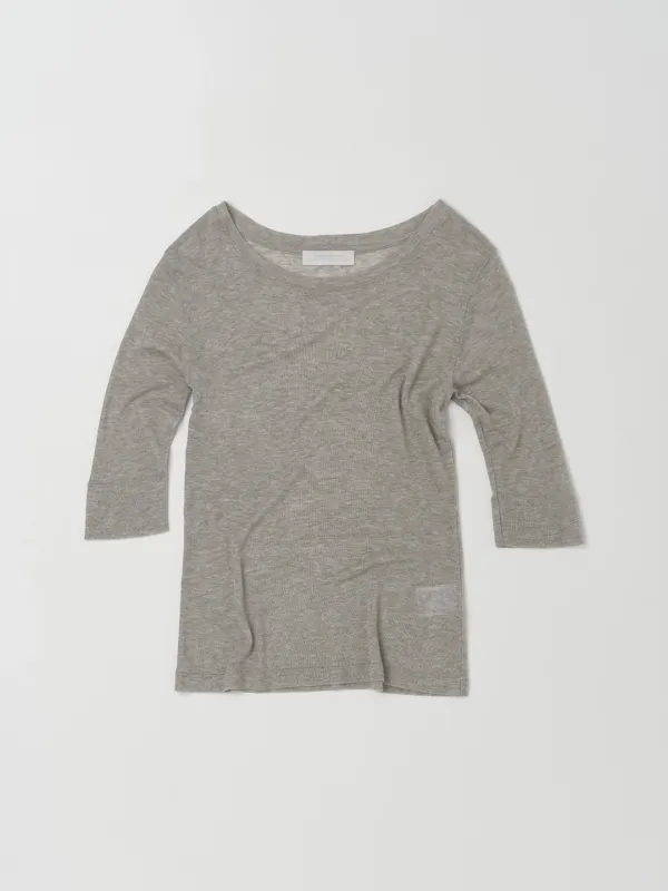 [7/15 이내 순차출고] SHEER 3/4 SLEEVE TOP IN HEATHER GREY