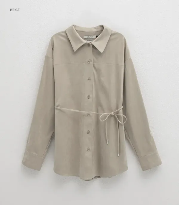 (Z-BL-4306)ESSENTIAL SUEDE BELTED SHIRT S