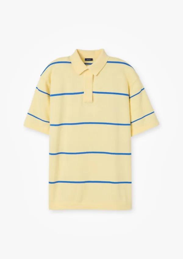 Striped Collar Knit Top Yellow