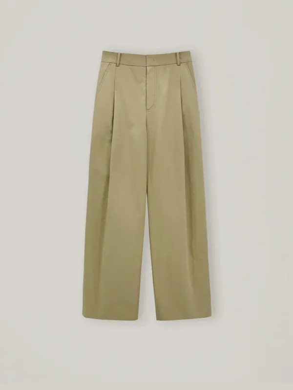Roah cotton tuck pants - Beige