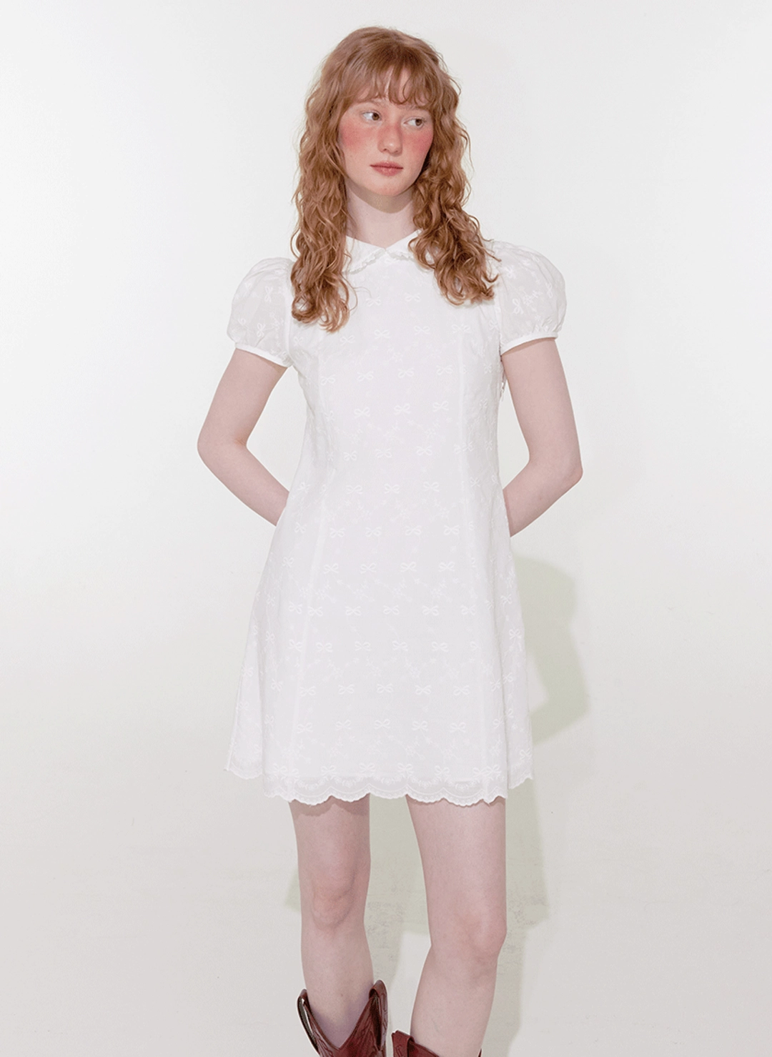 루루서울 Ribbon Collar Mini Dress (White) 상품 이미지 2