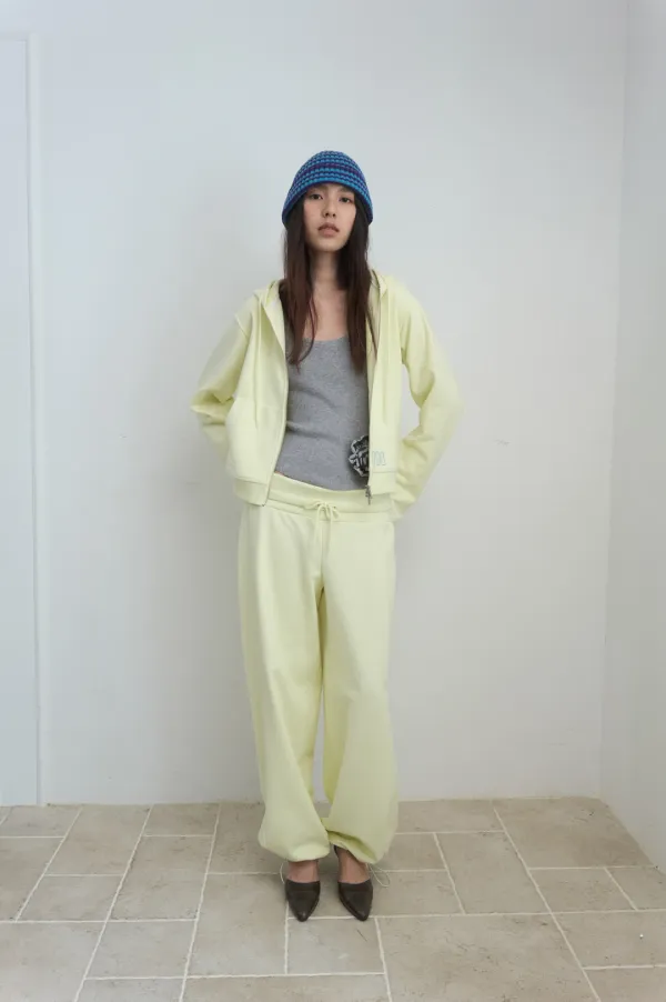 M BASIC SLIM ZIP-UP HOODIE_LEMON