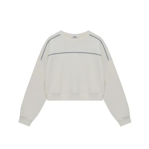 Needle Point Cut Sweatshirt - ivory
