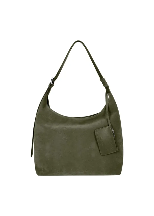 ANC SUEDE HOBO BAG & CARD WALLET SET_OLIVE