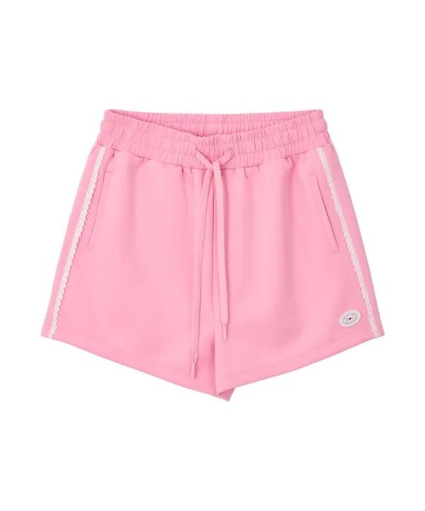 Mary Jersey Lace Shorts-Pink