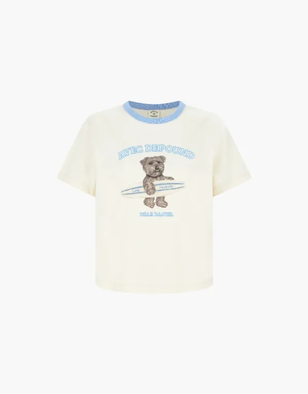 daniel graphic crop t-shirt - blue