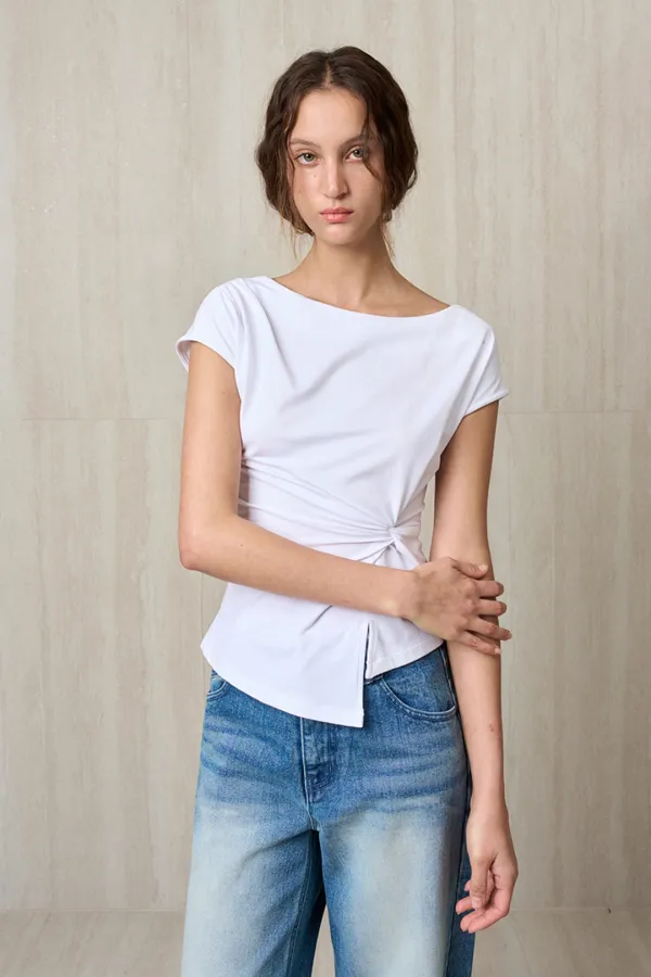 TWISTED DRAPE TOP WHITE