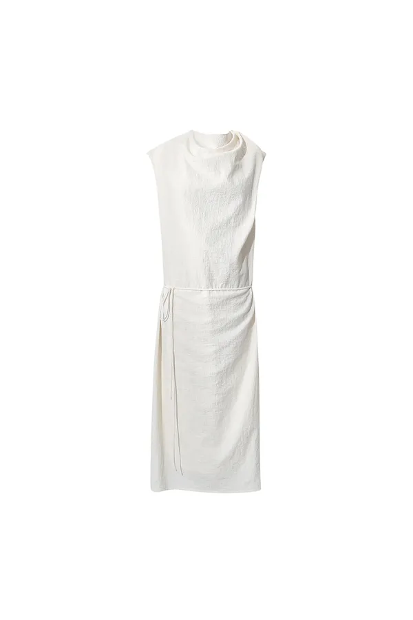 NECK STRAP DETAIL DRESS [CREAM]