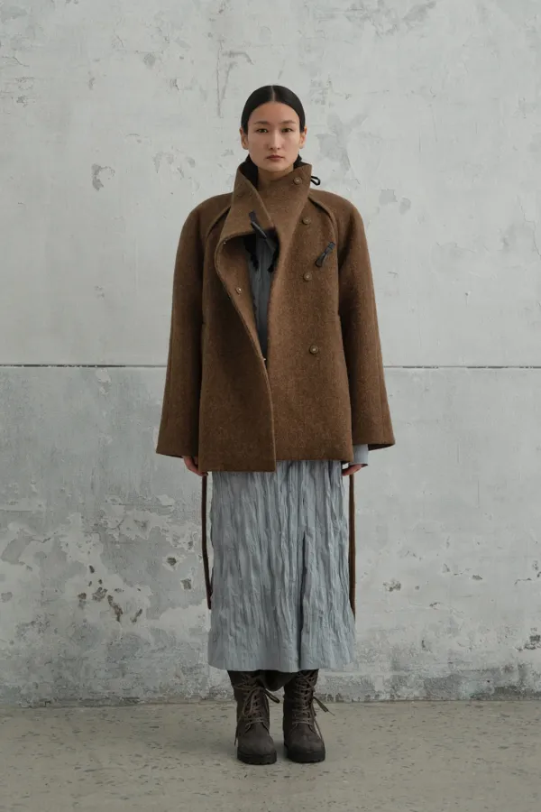 Hairy Alpaca Wool Duffle Toggle Coat [예약배송 - charcoal moss]