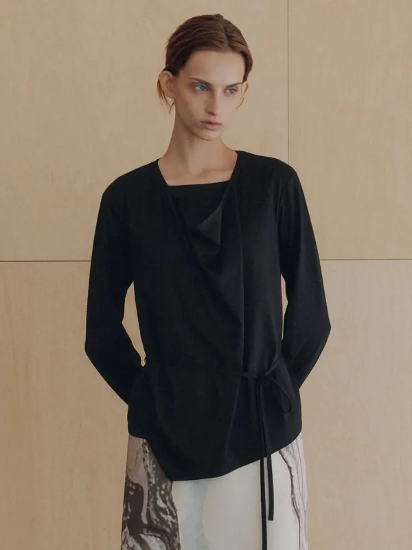 Layered Cowl Neck T-Shirt SW6AE890_2color
