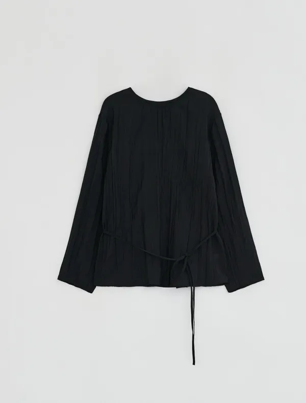 SHEER PLEATS CARDIGAN [BLACK]