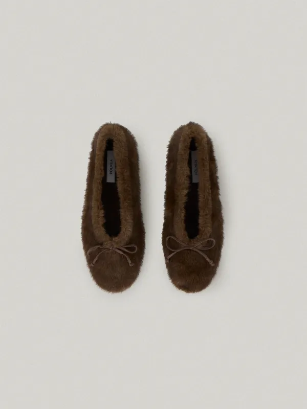 Snoa Fur Flat Shoes - Brown스노아 퍼 플랫슈즈