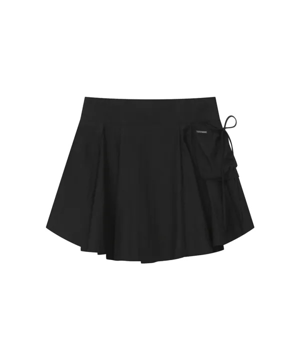 [레이 PICK] Draped side pocket midi skirt BLACK