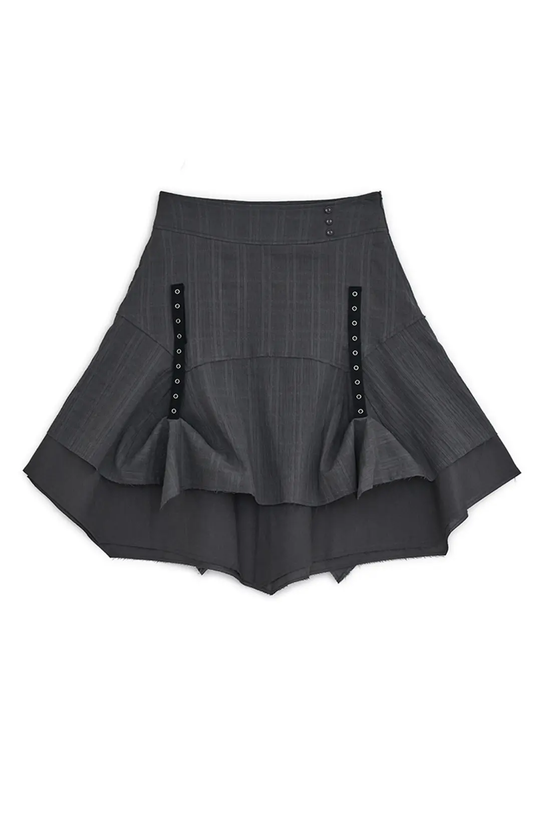 허그유어스킨 Strap layered midi skirt (Charcoal) 상품 이미지 1