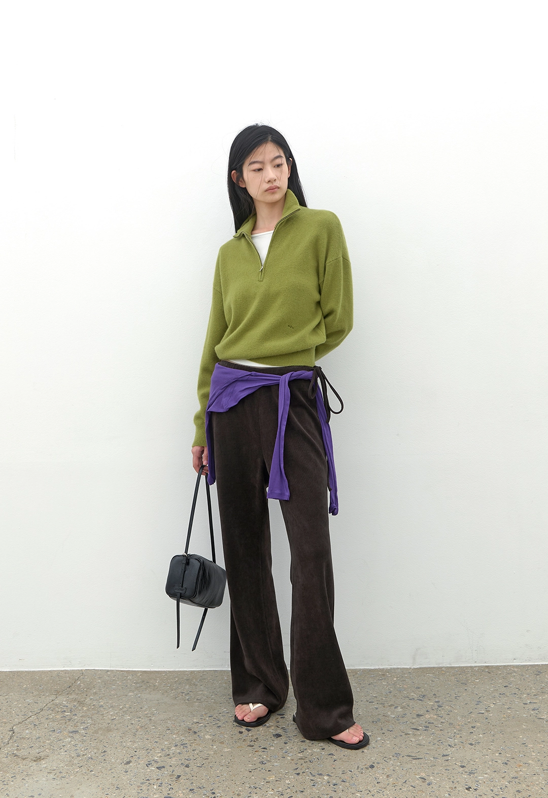 아뜰리에 나인 (PT-5808)RIBBED JERSEY BANDING BOOTCUT PANTS 상품 이미지 3