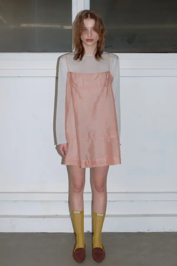 SHEER BUSTIER DRESS_PEACH