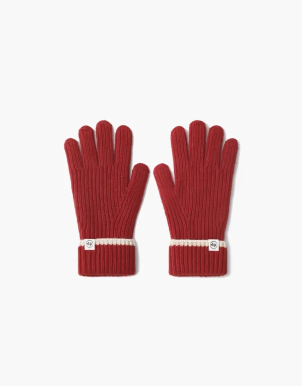 [선물포장]line knit gloves - red