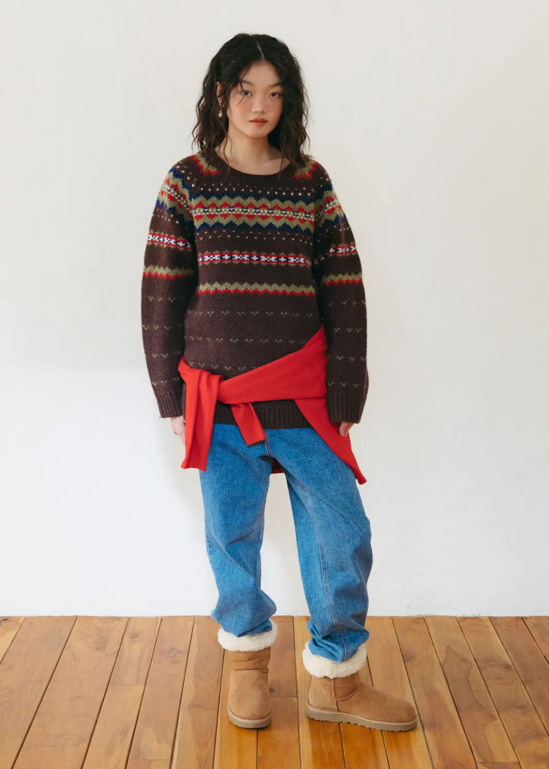 온무드 NOEL JACQUARD SWEATER - BROWN 상품 이미지 1