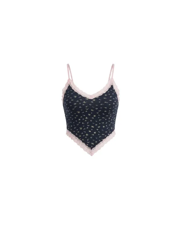 Romance flower sleeveless - Navy