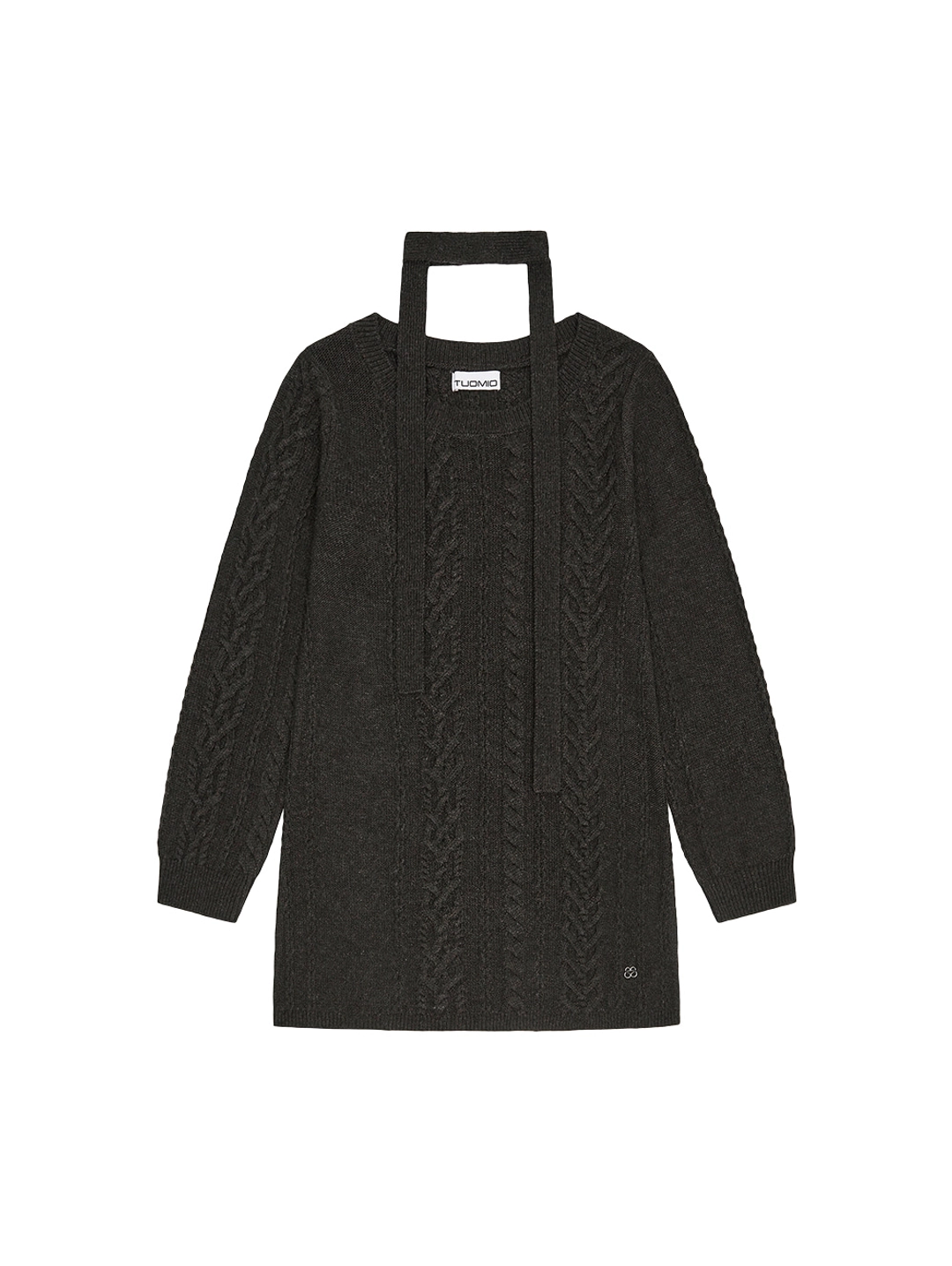뚜오미오 [10.02 예약 발송] HEART CABLE WOOL DRESS & SCARF [BROWN] 상품 이미지 1