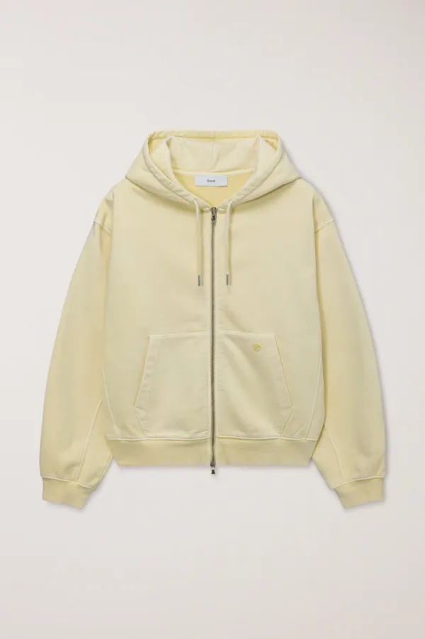 UNISEX GARMENT DYED ZIP-UP HOODIE VANILLA YELLOW_UDTS6A114Y1