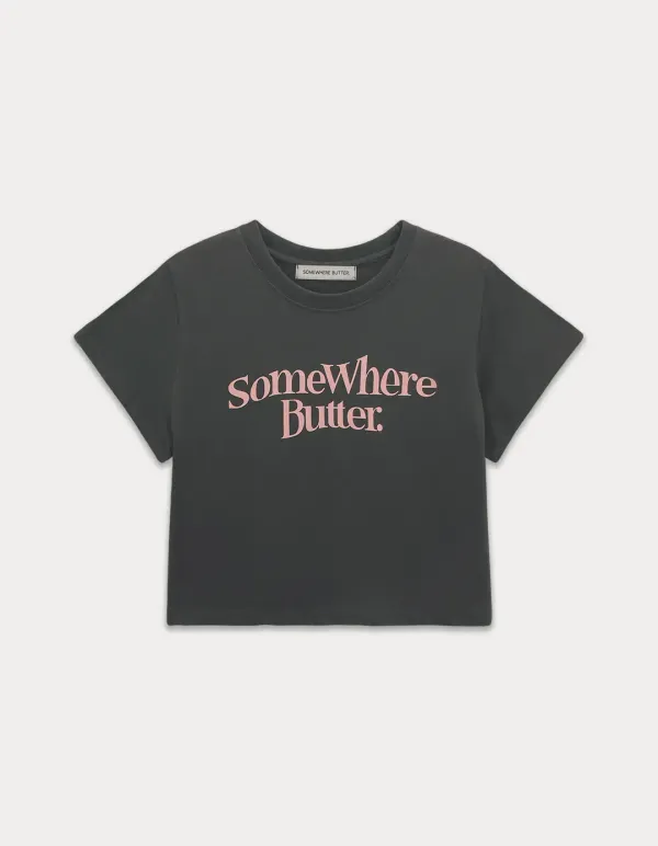 Wave Logo Crop Top - Charcoal