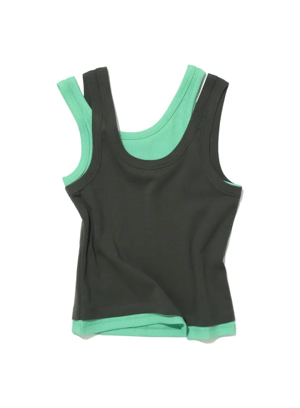 [WOMEN] OVERLAY SLEEVELESS_CHARCOAL