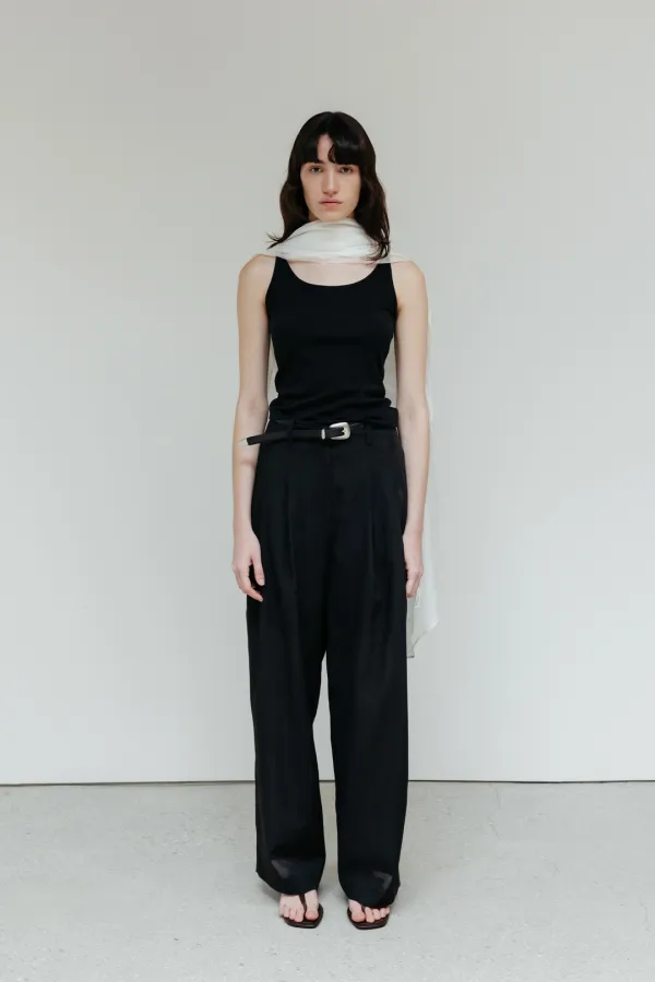Summer Wool Two-Tuck Pants_Black