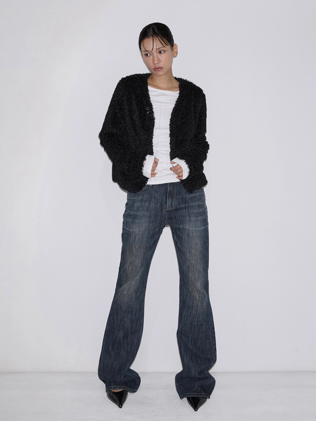 이네기 [5th Reorder] Guardian Fur Cardigan (black) 상품 이미지 2