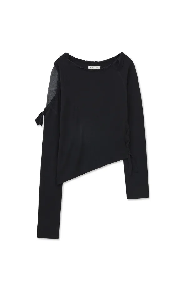 WEAVING LONG SLEEVE TOP IN BLACK
