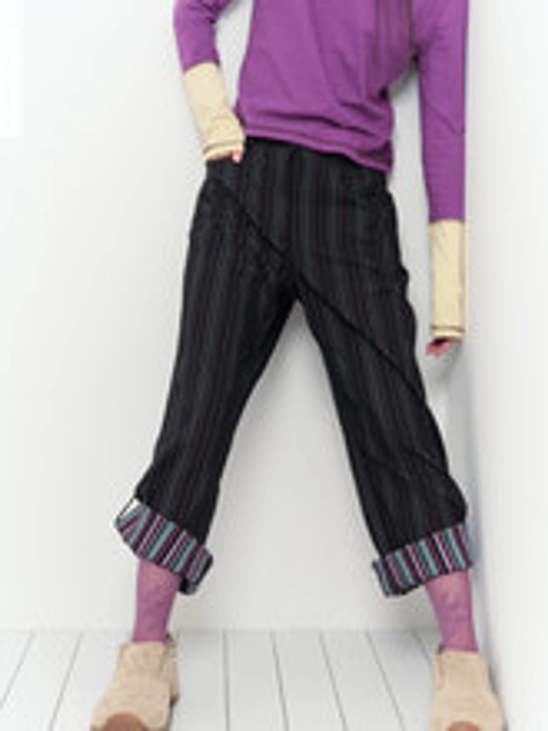 무음 Stripe Jacquard Pants (Black) 상품 이미지 3