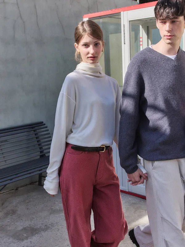 VOA CORDUROY FLEECE WIDE PANTS_PINK