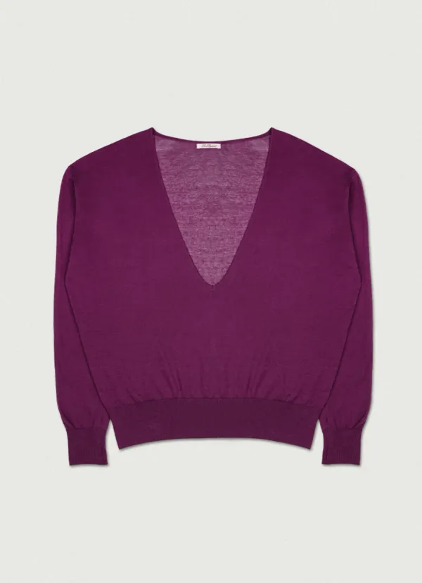2nd/ Mist V-neck Knit [grape]