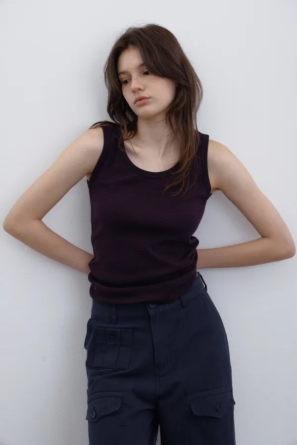 [7차] Momo stripe sleeveless (burgundy)