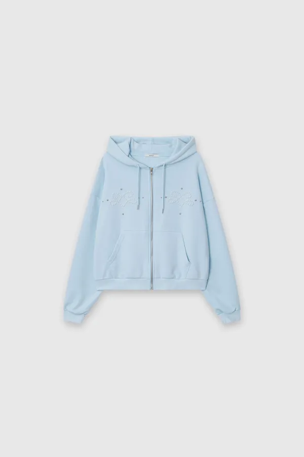 Pearl Hoodie Zip-Up Sky Blue