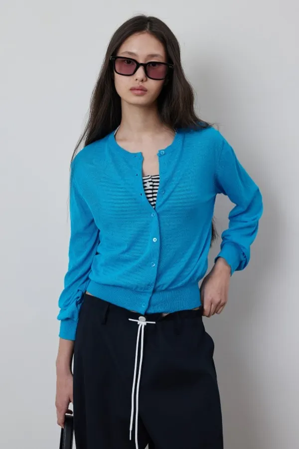 Linen Button Round Cardigan