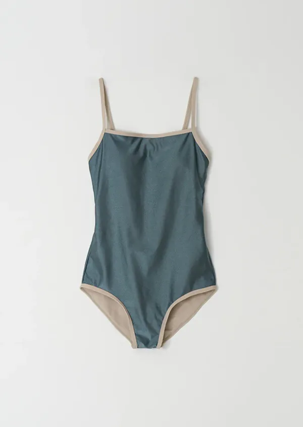 glossy swim suit-green