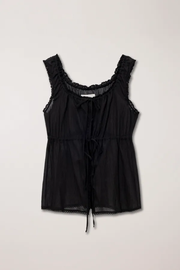 SHIRRING SLEEVELESS BLOUSE BLACK_UDBL6B228BK