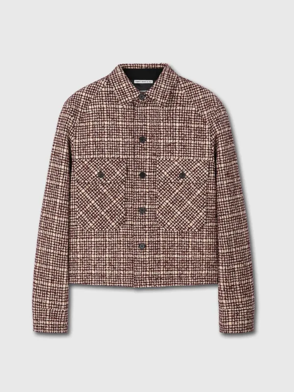 CHECKED WOOL TWEED SHIRT JACKET (ITALIAN FABRIC)_ BURGUNDY/ECRU