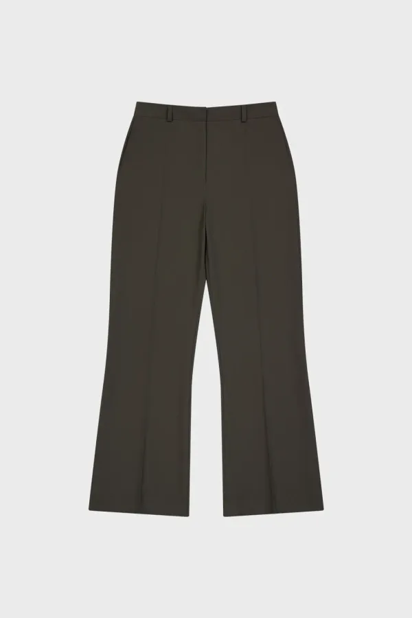SIDE SLIT SEMI BOOTS CUT SLACKS (KHAKI-BROWN)