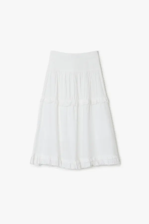 FRILL MAXI SKIRT, WHITE