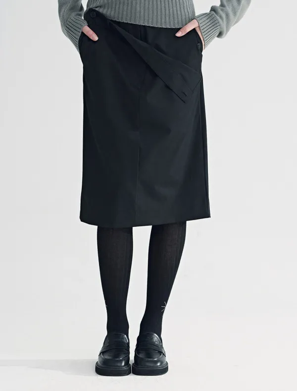 DOUBLE WAIST SKIRT [BLACK]