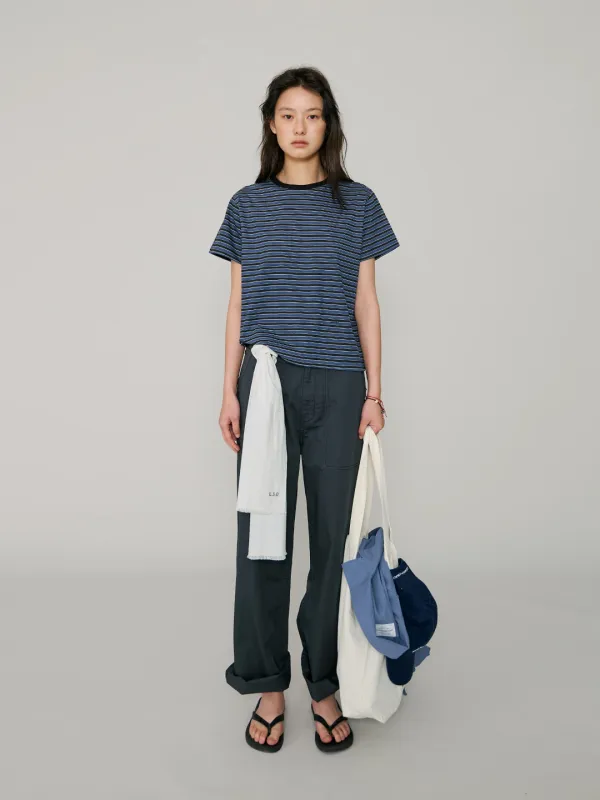 [6/12 예약배송] Tacit stripe t-shirt_Deep blue