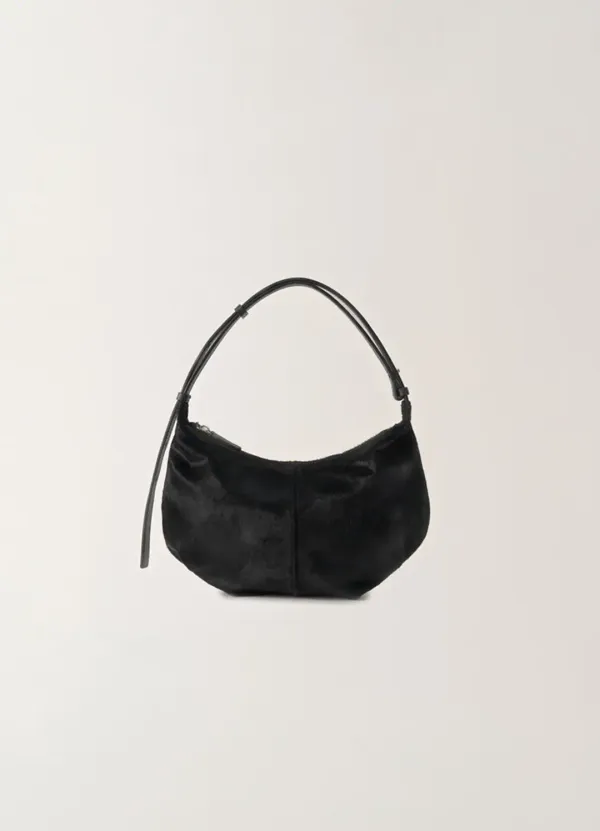 Calf-hair shoulder mini bag (Furry black)