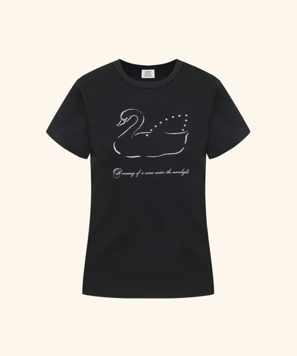Swan Studded T-Shirt ( Black )