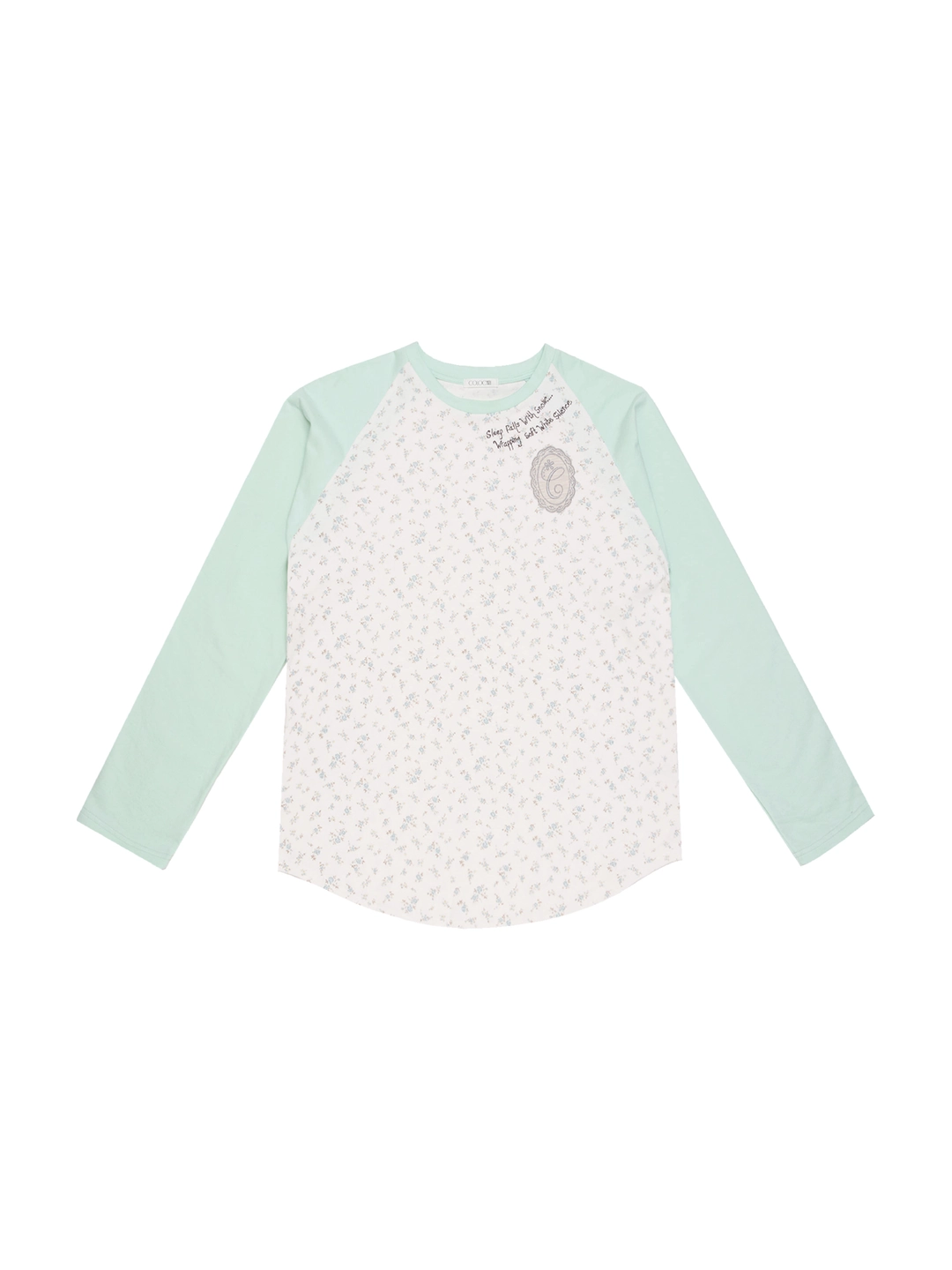 콜로신스 SLEEP WELL T-SHIRT MINT & BLUE FLOWER 상품 이미지 1