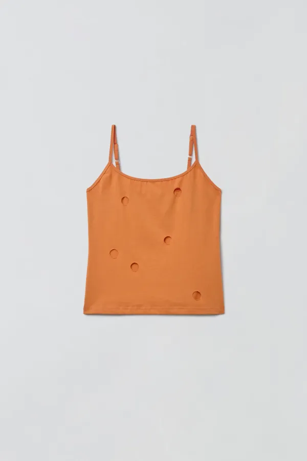 1ST / HOLE DETAIL SLEEVELESS_ORANGE