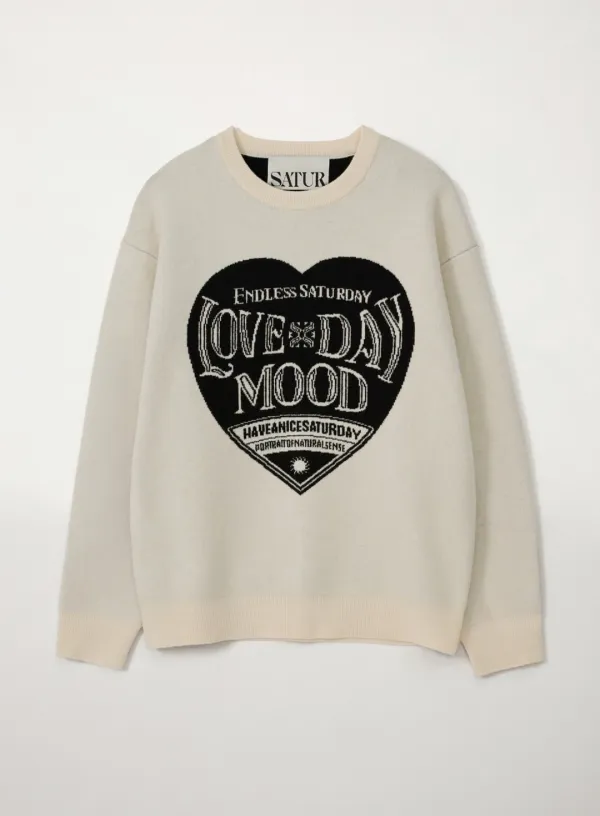 Saturday Retro Mood Pullover Knit - Cream